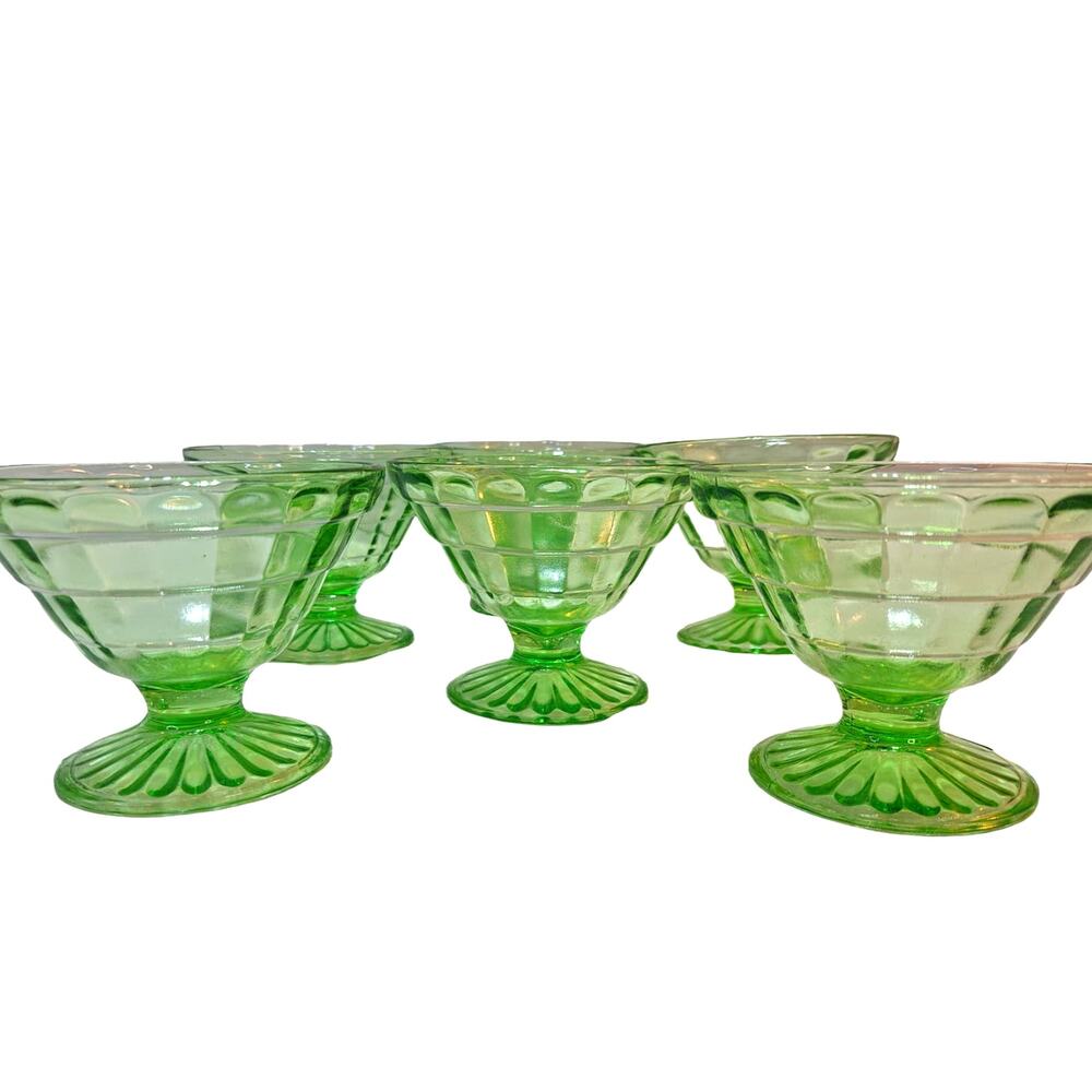 Vintage Hazel-Atlas Colonial Block Sherbet Glasses - Depression Glass
